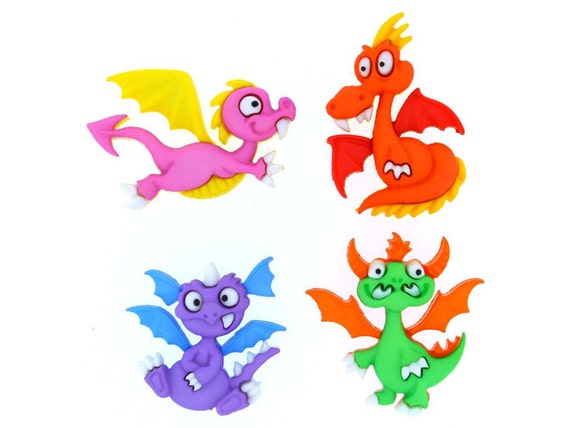 Dress it up Dragon Tale shank backed buttons novelty craft sewing quilting