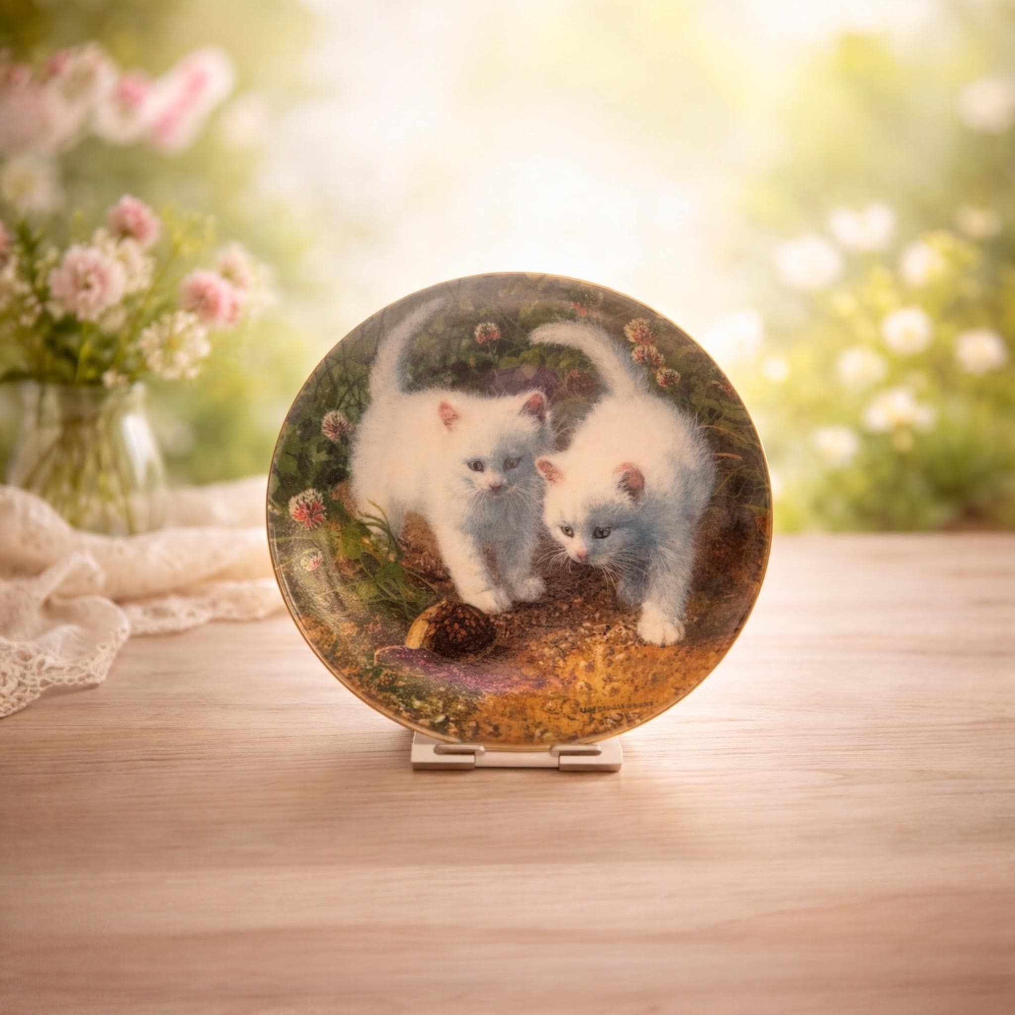 Knowles Cat Collector Plate White American Shorthairs COA 1987 VTG