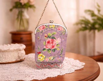 ヴィンテージ 木製ボックスバッグ デコパージュ レトロ ハンドバッグ アート Vintage 1960s Wood Box Purse | Lacquered Floral Octagon Handbag