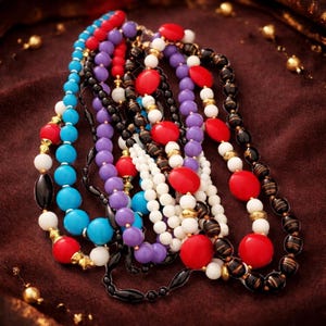 Beaded Necklaces Mixed Vintage Lot Of 7 With Assorted Colors And Styles Costume Jewelry
