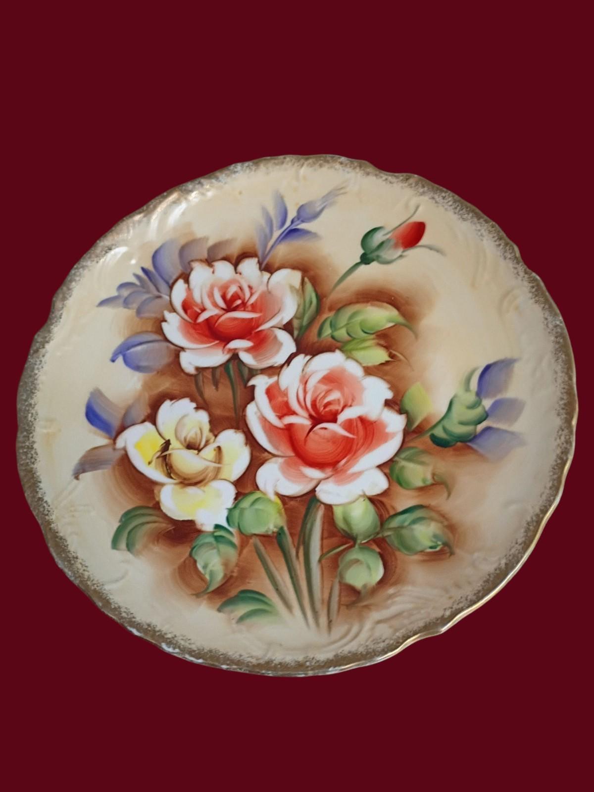 * antique plate ୨୧* フラワーレリーフ アンティークプレート Collectors Plate Vintage Hand Painted Floral Porcelain Plate - Etsy