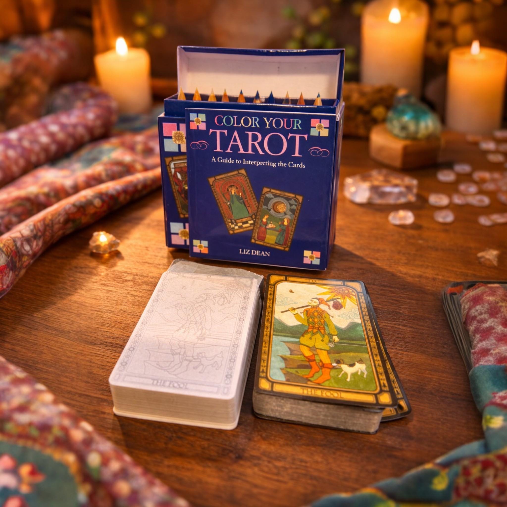 Color Your Own Tarot Card Deck Kit by Liz Dean: 2 Decks & Pencils