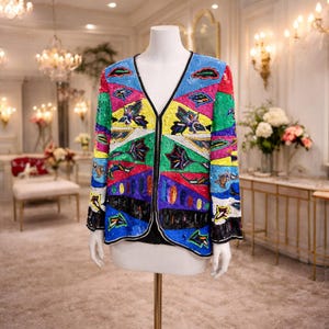 Vintage Sequins Evening Jacket Tag still on 1980's 1990's