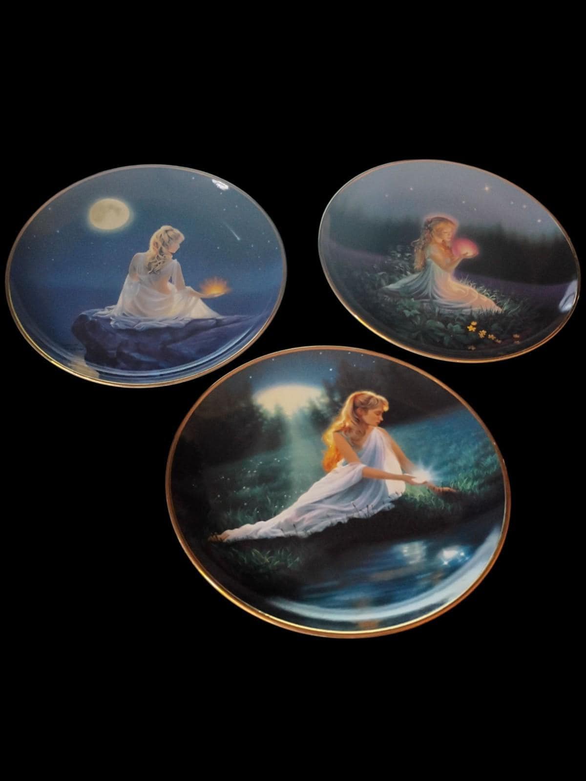 Collectors Plates Franklin Mint Set of 3 Crystal Series Limited