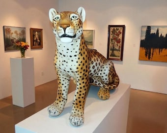 Vintage Ceramic Leopard | Giovanni Ronzan Lenci School, Italian