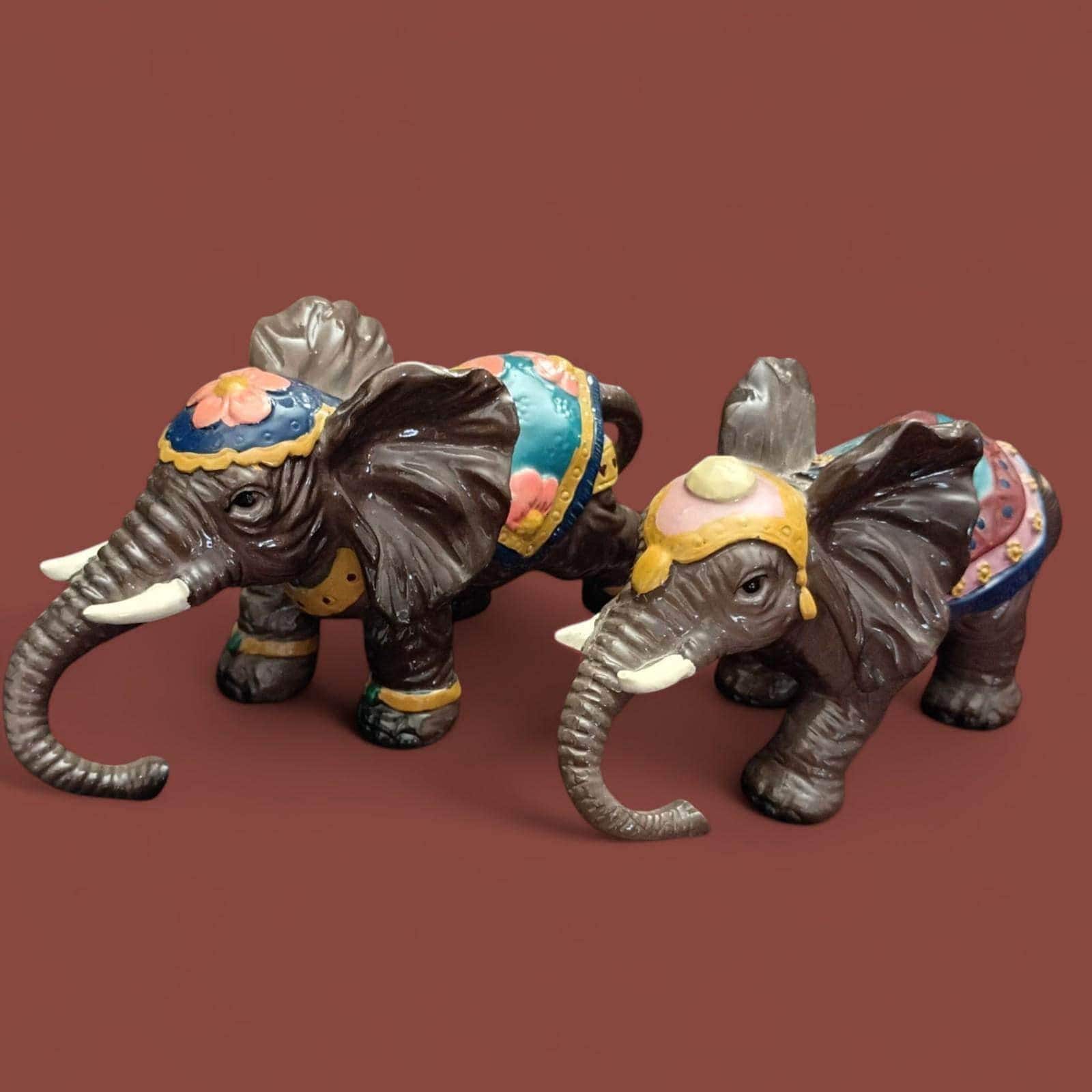象の置物 2体セット 装飾ヴィンテージ 手描き樹脂彫像 - Etsy 日本