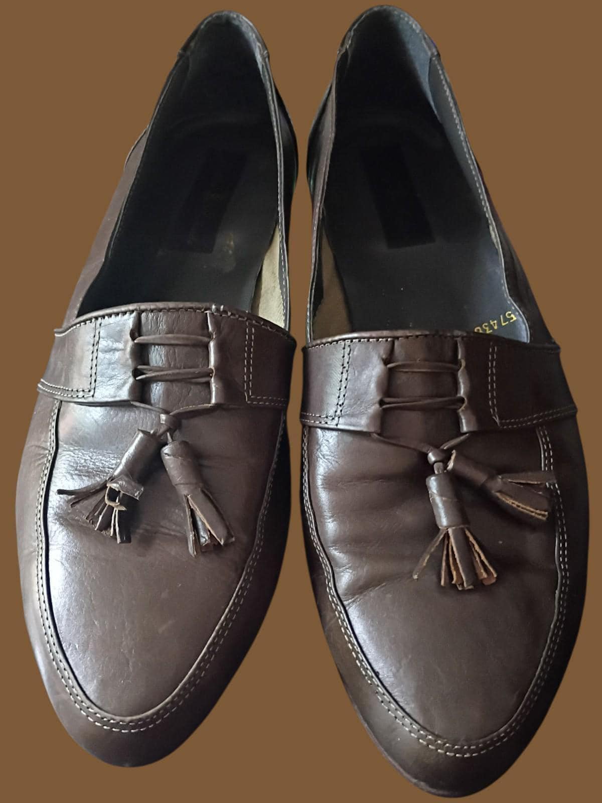 Mens Jonathan Richards Brown Leather Tassel Loafers Size 9.5 