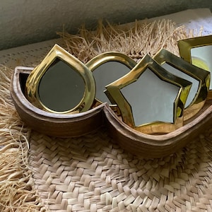 Gold Brass Wall Mirror – Handmade & Customizable | Small Handcrafted Mirror