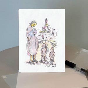 Mensen in Jeruzalem in vrije stijl afgedrukte ansichtkaart (nr. 15), wenskaart + envelop