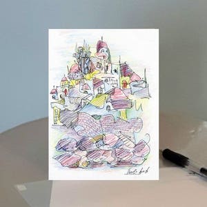Paisaje de Jerusalén con colores, Postal impresa (No. 28) por Haim Israel