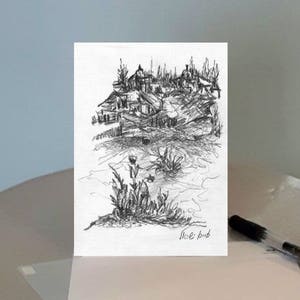 Houses on the mountain - Israeli landscape Printed postcard (No. 23), Greeting card + Envelope