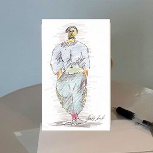 Figura divertida de pie (No. 34) tarjeta impresa, tarjeta de felicitación + sobre