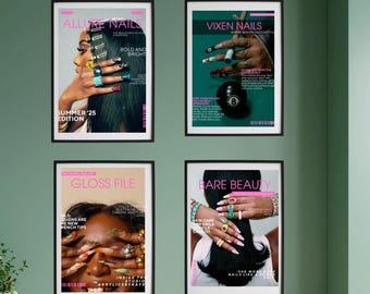 Editorial Nail Art Poster Set: Salon Wall Decor (Digital)