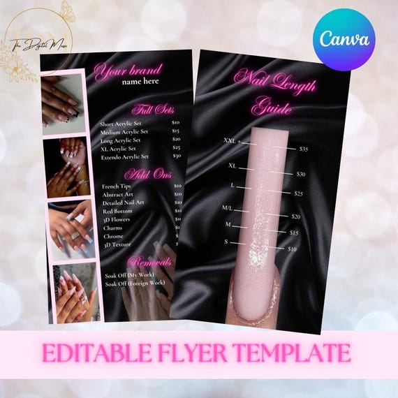Nail Salon Price List Template: Editable Canva Menu (Instant Download)
