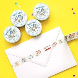 Nastro Washi Happy Mail ~ Nastri Washi Kawaii per pianificatori postali ~ Nastri Washi con simpatici piccioni ~ Articoli di cancelleria kawaii di dreamchaserart