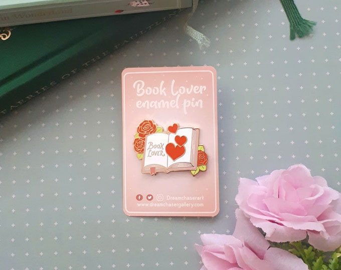 Booklover enamel Pins, Cute book lover pin, Cottagecore