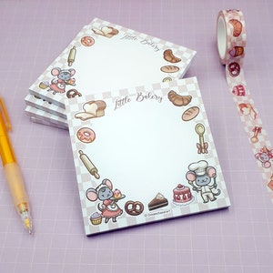 Little bakery memo // tear away memo pad - cute mouse sweets tear away note block - journalling