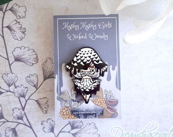 Wicked Wendy, Mushy mushy girls enamel Pins, Cute Mushroom pin, Mushroomcore, Cottagecore