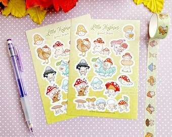 Cute mushy mushy girls Sticker sheet  Bullet Journal mushroom Themed Stickers, mushroomcore, planner Stickers, Scrapbook