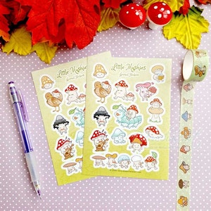 Cute mushy mushy girls Sticker sheet  Bullet Journal mushroom Themed Stickers, mushroomcore, planner Stickers, Scrapbook