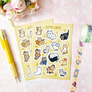 Kitty cats Sticker sheet - cute gamer girl Planner- stickers- Art - journalling - cute stationary