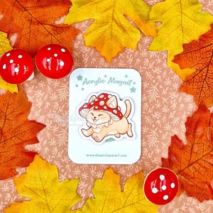 Süßer Pilz Kätzchen Magnet - Kühlschrankmagnet - Acrylmagnet - Magnete