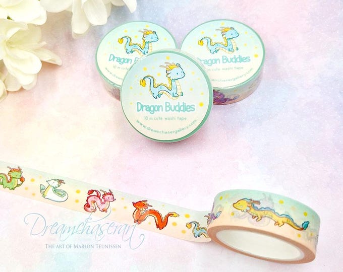 Dragon Buddies Washi Tape ~  Kawaii Washi Planner Tapes ~ dragon Washi Tapes ~ Kawaii Stationery by dreamchaserart