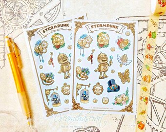 Steampunk Sticker sheet - cute steampunk Planner- stickers- Art - journalling - cute stationary