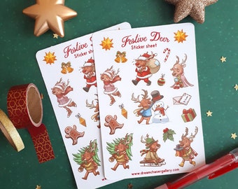 Festive reindeer sticker sheet  Bullet Journal, christmas holidays, Stickers, journalling, planner Stickers, Scrapbook,