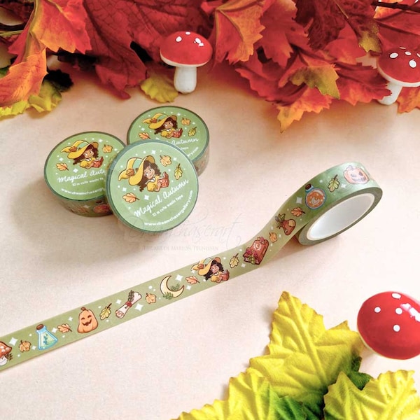 Autumn Witch Washi Tape ~ cute  Planner Tapes ~ witchy Washi Tapes ~ Kawaii Stationery by dreamchaserart ~ autumn