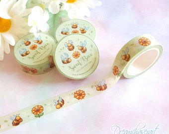 Sweet Bees Washi Tape ~ cottagecore Kawaii Washi Planner Tapes ~ Cute bee Washi Tapes ~ Kawaii Stationery by dreamchaserart