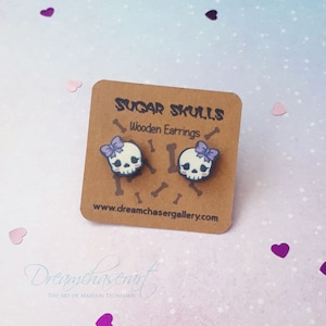 cute skull stud earrings - pastel goth - kawaii