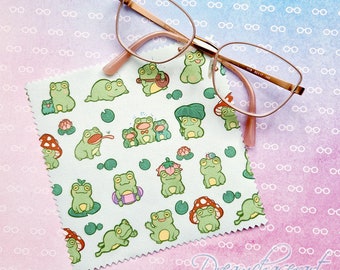 Chiffon à lunettes Kawaii Froggy - Froggy Friends - cottagecore - grenouilles - chiffons pour lentilles