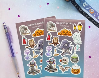 Magical spooky halloween sticker sheet - cute witchy Planner- stickers- Art - journalling - cute stationary