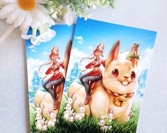 Year of the bunny ~ Bunny Rabbit postcard ~ Postcard Illustration ~ Cute Postcard Gifts ~ Illustration ~ Dreamchaserart