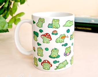 Cute froggy mug ~ Coffee Tea  Mug ~ Kawaii  frog  Mug ~ Cute froggy Ceramic Mug ~ Coffee Mug ~ cottagecore