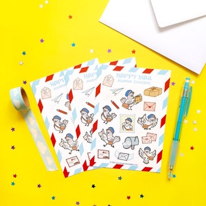 Cute Happy mail Planner Sticker sheet - Kawaii Planner- stickers- pigeon- birbs