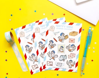 Cute Happy mail Planner Sticker sheet - Kawaii Planner- stickers- pigeon- birbs