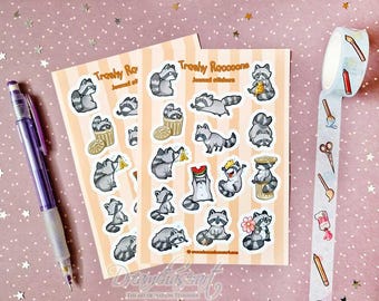 Trashy Raccoons Sticker sheet - cute raccoon Planner- stickers- Art - journalling - cute stationary