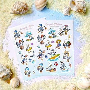 Hoja de pegatinas navideñas de gaviota - Linda agenda navideña - pegatinas - Arte - diario - papelería bonita