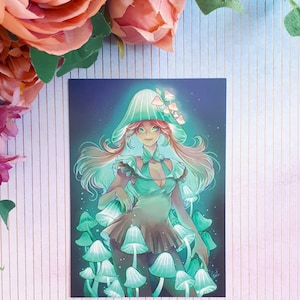 Luna luminosa ~ Stampa di cartoline ragazza pastosa ~ Illustrazione di cartoline ~ Regali carini per cartoline ~ Illustrazione ~ Dreamchaserart