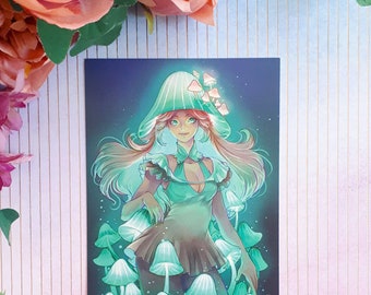 Luminous Luna ~ Mushy girl Postcard Print ~ Postcard Illustration ~ Cute Postcard Gifts ~ Illustration ~ Dreamchaserart