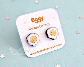 Eggy stud earrings - cute earrings -  omelets -  food earrings