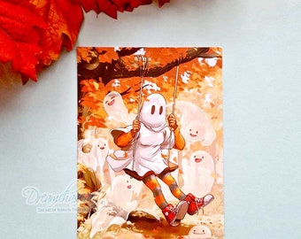 Spooky swing - postcard - post card - halloweek - spooky - cute