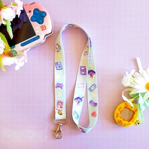 Kawaii Cute Gamer Lanyard with Silver Lobster Clasp | Cute Lanyard | Cute Key Holder, Gamer girl