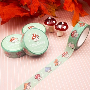 Little Mushy Kawaii Mushroom Washi Tape ~ Green Kawaii Washi Planner Tapes ~ Cute Mushy Washi Tapes ~ Kawaii Stationery by dreamchaserart