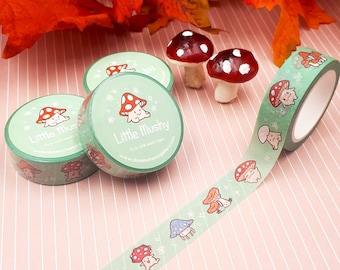 Little Mushy Kawaii Mushroom Washi Tape ~ Green Kawaii Washi Planner Tapes ~ Cute Mushy Washi Tapes ~ Kawaii Stationery by dreamchaserart