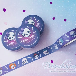 cute silly skully Washi Tape ~ purple Kawaii Washi Planner Tapes ~ pastel goth- halloween- Washi Tapes ~ Kawaii Stationery by dreamchaserart