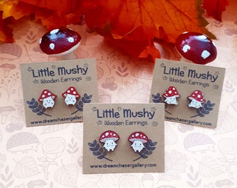 Little Mushy Wooden stud earrings