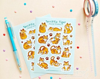 Cute Terrific Tiger Sticker sheet  Bullet Journal tiger Themed Stickers, tigers, planner Stickers, Scrapbook